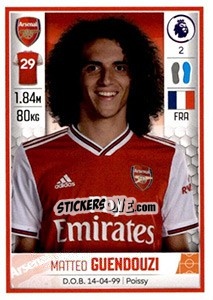 Cromo Matteo Guendouzi - Premier League Inglese 2019-2020 - Panini