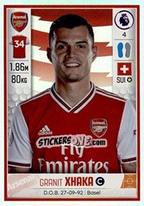 Figurina Granit Xhaka - Premier League Inglese 2019-2020 - Panini