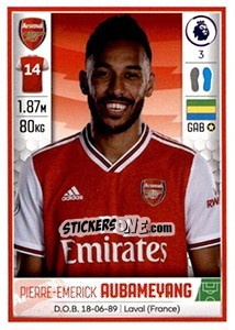 Sticker Pierre-Emerick Aubameyang - Premier League Inglese 2019-2020 n. 71 - Panini