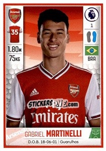 Sticker Gabriel Martinelli - Premier League Inglese 2019-2020 n. 74 - Panini