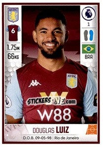 Sticker Douglas Luiz - Premier League Inglese 2019-2020 n. 92 - Panini