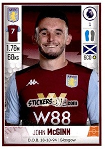 Sticker John McGinn - Premier League Inglese 2019-2020 n. 93 - Panini