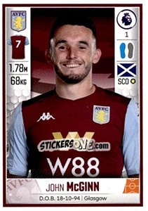 Figurina John McGinn - Premier League Inglese 2019-2020 - Panini