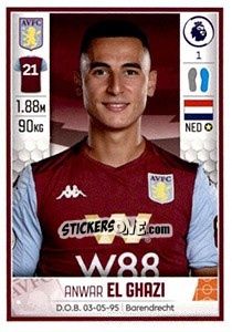 Sticker Anwar El Ghazi - Premier League Inglese 2019-2020 n. 99 - Panini