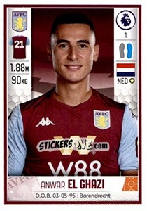 Sticker Anwar El Ghazi - Premier League Inglese 2019-2020 - Panini