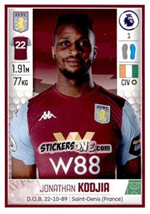 Sticker Jonathan Kodjia - Premier League Inglese 2019-2020 n. 102 - Panini
