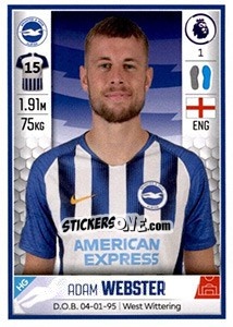 Sticker Adam Webster - Premier League Inglese 2019-2020 n. 116 - Panini