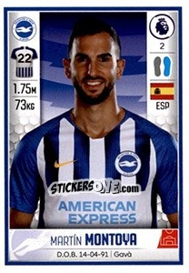 Sticker Martín Montoya - Premier League Inglese 2019-2020 n. 117 - Panini