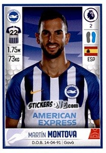 Figurina Martín Montoya - Premier League Inglese 2019-2020 - Panini