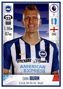 Figurina Dan Burn - Premier League Inglese 2019-2020 - Panini