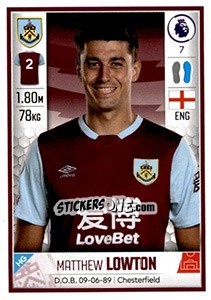 Figurina Matthew Lowton - Premier League Inglese 2019-2020 - Panini