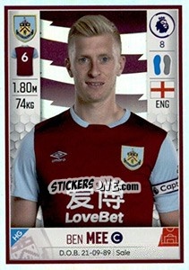 Figurina Ben Mee - Premier League Inglese 2019-2020 - Panini