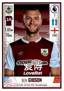 Figurina Ben Gibson - Premier League Inglese 2019-2020 - Panini