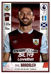 Figurina Phil Bardsley - Premier League Inglese 2019-2020 - Panini