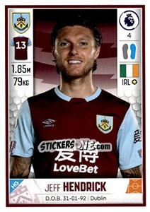 Sticker Jeff Hendrick - Premier League Inglese 2019-2020 n. 155 - Panini