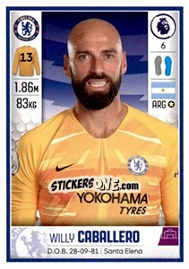 Cromo Willy Caballero - Premier League Inglese 2019-2020 n. 170 - Panini