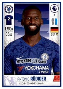 Figurina Antonio Rüdiger - Premier League Inglese 2019-2020 - Panini