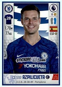 Sticker César Azpilicueta - Premier League Inglese 2019-2020 n. 175 - Panini