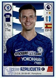 Sticker César Azpilicueta - Premier League Inglese 2019-2020 - Panini