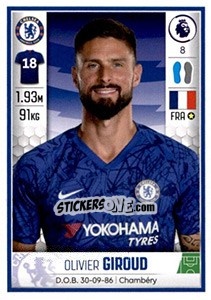 Figurina Olivier Giroud - Premier League Inglese 2019-2020 - Panini