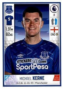 Cromo Michael Keane - Premier League Inglese 2019-2020 - Panini