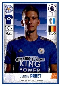 Sticker Dennis Praet - Premier League Inglese 2019-2020 n. 274 - Panini
