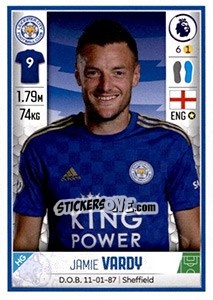 Figurina Jamie Vardy - Premier League Inglese 2019-2020 - Panini