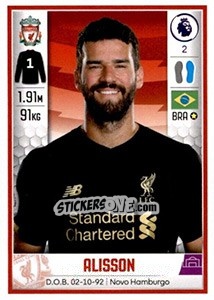 Cromo Alisson - Premier League Inglese 2019-2020 - Panini