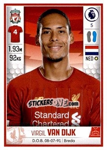 Figurina Virgil van Dijk - Premier League Inglese 2019-2020 - Panini