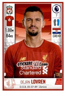 Sticker Dejan Lovren - Premier League Inglese 2019-2020 n. 289 - Panini