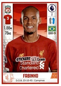 Sticker Fabinho - Premier League Inglese 2019-2020 n. 294 - Panini