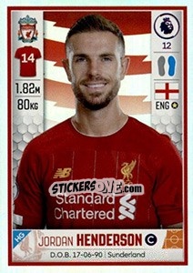 Sticker Jordan Henderson - Premier League Inglese 2019-2020 n. 298 - Panini