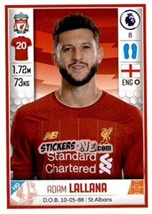 Cromo Adam Lallana - Premier League Inglese 2019-2020 - Panini