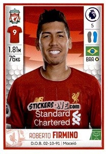Sticker Roberto Firmino - Premier League Inglese 2019-2020 n. 302 - Panini