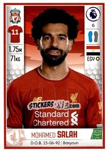 Figurina Mohamed Salah - Premier League Inglese 2019-2020 - Panini