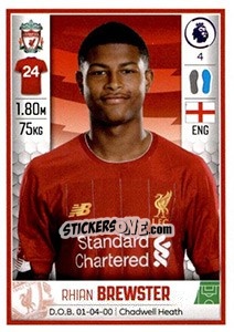 Figurina Rhian Brewster - Premier League Inglese 2019-2020 n. 305 - Panini