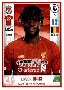 Sticker Divock Origi - Premier League Inglese 2019-2020 n. 306 - Panini