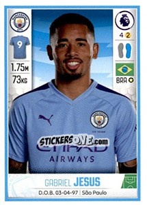 Sticker Gabriel Jesus - Premier League Inglese 2019-2020 - Panini