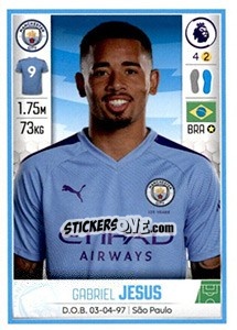 Sticker Gabriel Jesus - Premier League Inglese 2019-2020 n. 367 - Panini