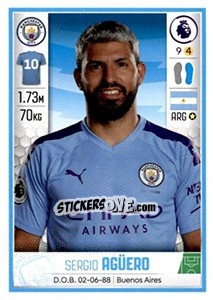 Sticker Sergio Agüero - Premier League Inglese 2019-2020 n. 368 - Panini