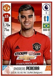 Sticker Andreas Pereira - Premier League Inglese 2019-2020 n. 390 - Panini