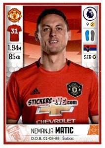 Sticker Nemanja Matic - Premier League Inglese 2019-2020 n. 393 - Panini