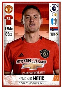 Figurina Nemanja Matic - Premier League Inglese 2019-2020 - Panini