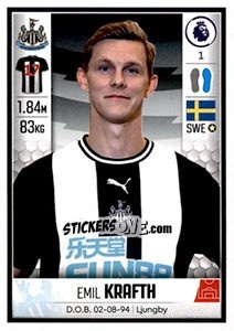 Sticker Emil Krafth - Premier League Inglese 2019-2020 - Panini