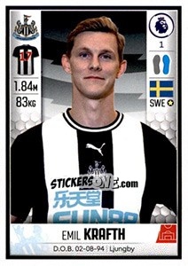 Sticker Emil Krafth - Premier League Inglese 2019-2020 n. 412 - Panini