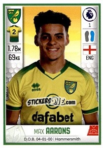 Figurina Max Aarons - Premier League Inglese 2019-2020 - Panini