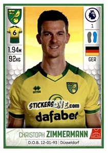 Sticker Christoph Zimmermann - Premier League Inglese 2019-2020 n. 441 - Panini