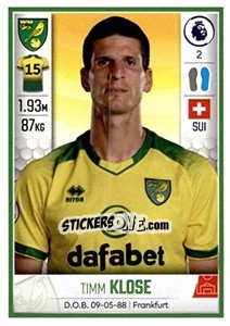 Sticker Timm Klose - Premier League Inglese 2019-2020 n. 443 - Panini