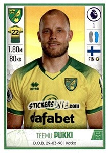 Figurina Teemu Pukki - Premier League Inglese 2019-2020 - Panini