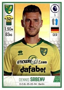 Sticker Dennis Srbeny - Premier League Inglese 2019-2020 n. 456 - Panini